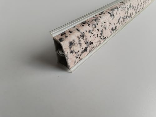 Generico Alzatina per Piani da Cucina in PVC, spalletta per Top con la seguente Misura = 1 Metro lineare Compresa di Angoli e finali (1, Granito Rosa Porrino)