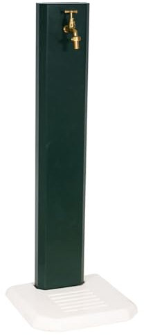 Fontana da Giardino Design a Colonna Ovale Rubinetto in Ottone con Base in Cemento Verde