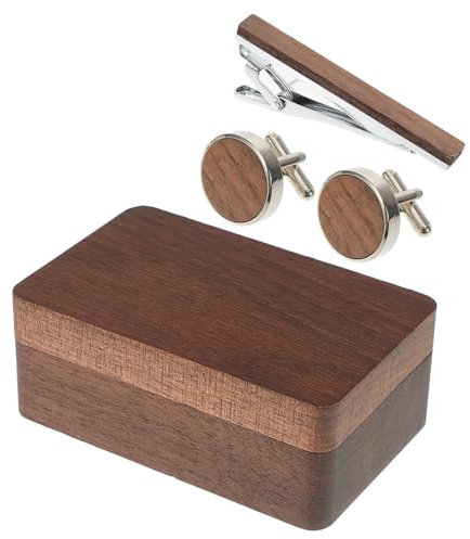 CAXUSD Holzetui Für Manschettenknöpfe Mit Deckel Kleine Schmuckbox Aus Holz Manschettenknopf-displaybox Wiederverwendbares Schmucketui Für Manschettenknöpfe Und Krawattenklammern