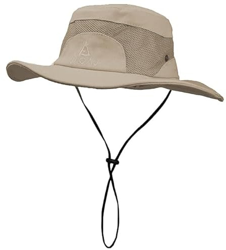 JAOAJ Mens Sun Hat Wide Brim Summer Safari Cotton Fishing Boonie Hat UV Breathable Mesh Bucket Gardening Hats with Adjustable Chin String