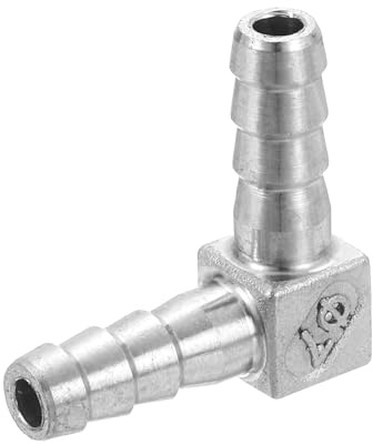 QUARKZMAN De Tuyau À Angle Droit De 90 Degrés avec Embout pour Tuyau De 7mm, Adapter d'angle L en Acier Inoxydable 304 pour Systèmes À Vide, Connexions Industrielles, Pneumatiques, Argent