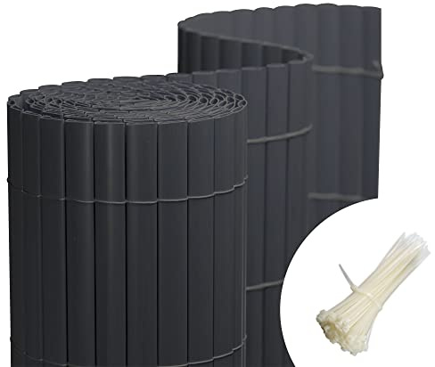 jarolift PVC Sichtschutzmatte Balkon Sichtschutz Wetterfest Garten Terrasse, Sichtschutzzaun Balkonverkleidung Zaun Sichtschutz, 120 x 400 cm, Grau, inkl. 50 Kabelbinder