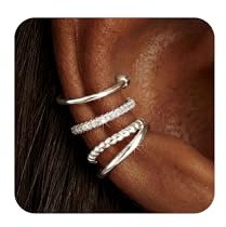 LOLIAS Ear Cuff Örhängen Kvinnor Icke-Piercing Earcuff Guld/Silver Örhängen Utan Hål Örhängen Klämma För Kvinnor Flickor Hypoallergena Falska Örhängen Kvinnor, 6 centimeter