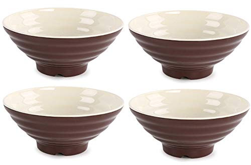 Tazones de Sopa de Fideos Ramen japoneses de 1600 ml (56 onzas) de plástico Duro tamaño A5, Juego de 4 tazones para Ramen, Fideos asiáticos, pho, Udon, tailandeses, Cereales.