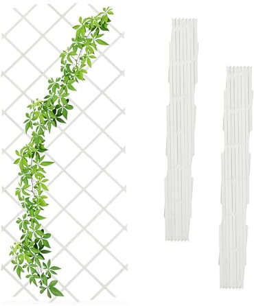 Relaxdays Grigliato in Legno per Rampicanti, 180x90 cm, Set 3 Tralicci Allungabili Piante da Giardino e Balcone, Bianco
