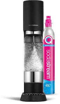 SodaStream ensō Machine à Eau Pétillante et Soda | Pack 1 Bouteille 1L Compatible Lave-Vaisselle + 1 Recharge de Gaz 60L à Clipser | Finition Noire