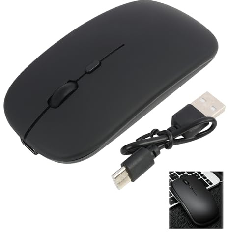 Souris Bluetooth sans fil pour ordinateur portable/Macbook/iPad/iPhone (iOS 13.1.2 et versions ultérieures), Android, Windows, Linux – Connexion rapide, design ergonomique, chargement USB-C – Noir mat
