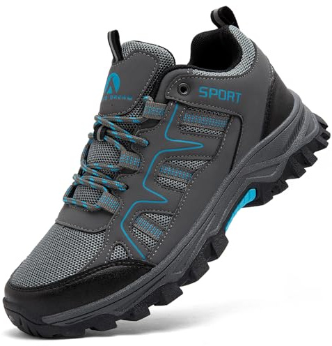 ASOCO DREAM Chaussures de Randonnée Homme Femme Antidérapant Chaussures de Trekking Respirant Chaussure de Marche,Gris,43 EU