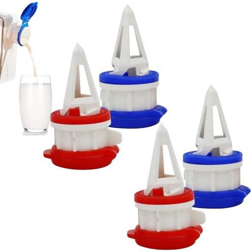 4PCS Milk Bottle Pourer Cap, Beverage Carton Spout, Leak-Proof Jug Spouts with Lid, Milks Carton Pourer Drink Extension Mouth, Easy Pouring and Store Milk, for Milks Bottles Juice Tea Drinks