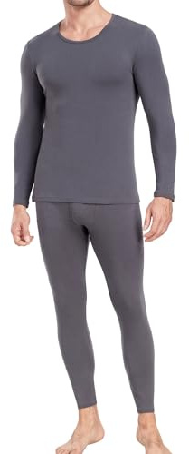 wirarpa Men's Thermal Underwear Set Cotton Long Johns Base Layer Grey XL