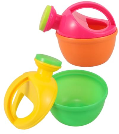 FIXOSHEE 2 Piezas Regadera De Plástico Mango para Playa Baño y Jardín Regadera Pequeña para Pequeños Juguete De Riego con Agua para Niñas Diseño De Flor