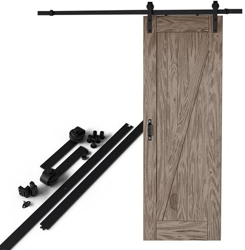 Amig - Kit puerta corredera madera - Guía 300 cm acero negro - Capacidad 100 kg - Movimiento fluido y resistente - Montaje sencillo - Mod. SD003