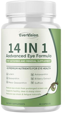 Evervision 14 in 1 Advanced Eye Formula, Neurobella Eye Vitamin and Mineral Supplement with Zinc, Lutein, Zeaxanthin & Bilberry Extract, 60 Capsules (1)