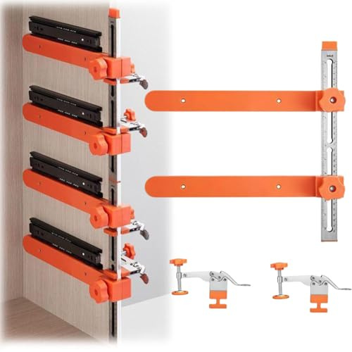 Kit de plantilla de instalación deslizante de cajón de precisión con abrazadera de palanca y brazo magnético, herramienta de hardware de gabinete rápida y fácil para cajones, escritorios y más