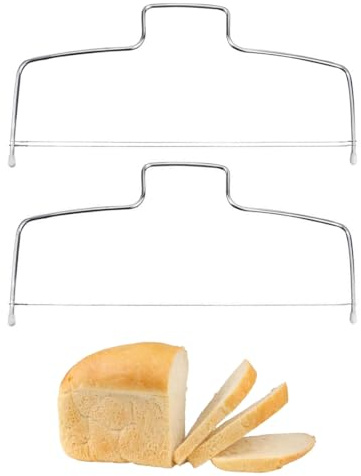 YUVKIN Set Professionale per Taglia Torte per Strati Uniformi: 1 Tagliatorte a Doppio Filo e 1 a Filo Singolo in Acciaio Inox con Base di Taglio Regolabile (32 cm)