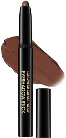 Lidschatten Stift Dunkelbraun, Matt Eyeshadow Stick, Wasserfest & Langanhaltend Lidschattenstift Dark Brown, Hochpigmentiert Shimmer Crayon Eyeliner Creme, Knitterfrei Augen Makeup Stift, Glatt Textur