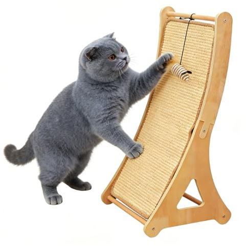 Scratch Pad for Cats - Boredom Relief Interactive Cat Toy,Sisal Kitten Scratching Ramp with Toy Ball - for Indoor Home Play Corner Floor Pets Kittens Puppy Rabbits