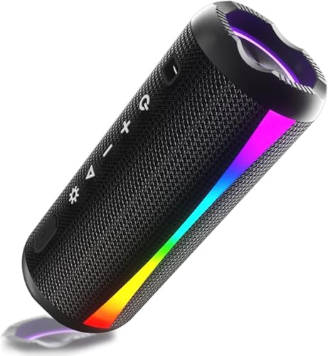 Cassa Bluetooth Portatile Potente 20W, Altoparlante Bluetooth 5.4 con HD Microfono, 20 Ore, Audio HiFi Stereo, Luce RGB, Accoppiamento TWS IP7 Impermeabile Bluetooth Speaker per Outdoor, USB-C, Nero