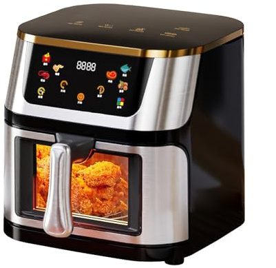 Air Fryer 12L,Friteuse à Air avec Fenêtre de Visualisation,Touch Digital Display,Moins de Graisse,Circulation d'Air Chaud,Menus Préprogrammés Sains,Cuisson rapide à haute température de 210℃