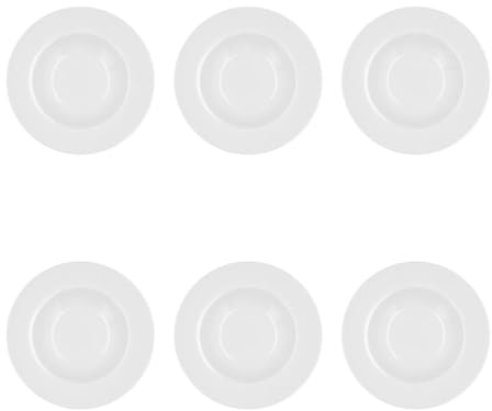 Bidasoa Set de 6 platos hondos Glacial Ala Ancha de porcelana 23,5 cm | Blanco, Porcelana, formato redondo, acabado brillo, 23,5 cm, 6 piezas, apilable, apto para microondas, apto para frigorífico