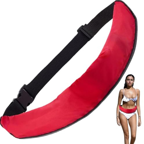 Cinturón Salvavidas Inflable Paquete de cinturón Unisex portátil Chaleco Salvavidas Inflable automático con Tira Reflectante para Kayak Barco sin Cilindro de Gas Rojo