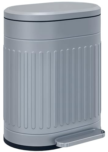 HOMCOM Soptunna 20 l pedalhink soptunna med lock och fotpedal, sopbehållare med avtagbar innerhink, mjuk stängningsfunktion för vardagsrum, kontor, grå, 36,5 x 31,2 x 45 cm