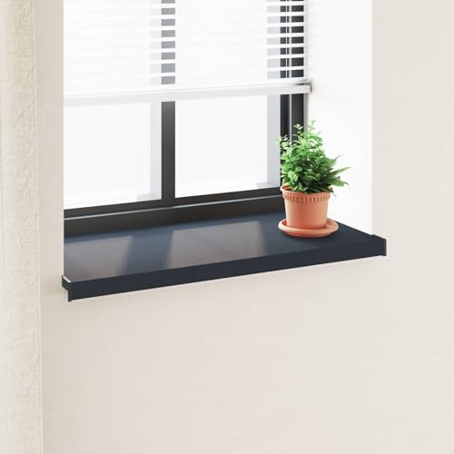 Alféizar de ventana de PVC antracita vetas de madera 80 x 40 x 4,5 cm recortable interior exterior impermeable fácil instalación adhesivo