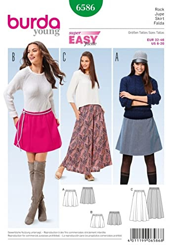 Burda 6586 Schnittmuster Rock mit Gummidurchzug (Damen, Gr. 32-46)