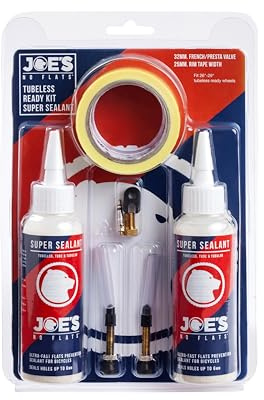 JOES NO FLATS, TUBELESS READY KIT (SUPER SEALANT) 48MM VALVE / 25MM RIM TAPE