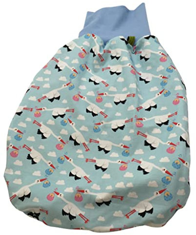 Strampelsack Störche hellblau