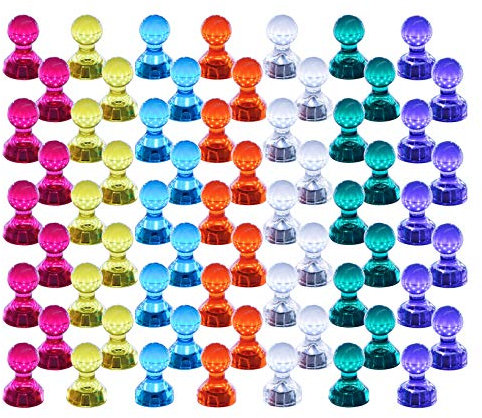 Push Pin Aimants, Lot de 60 couleurs assorties punaises magnétique solide, parfait Aimants pour tableau blanc, réfrigérateur, carte et calendrier Magenesis®