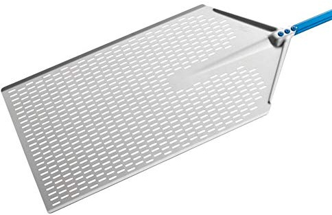 Pala pizza a metro di GiMetal in alluminio anodizzato perforata 30x80 cm con manico 1.20 mt, diametro 30x80 cm