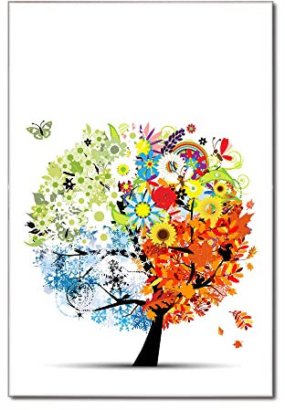 banjado Glas Magnettafel (40 x 60cm) - Magnetwand Glas - Magnetpinnwand als Memoboard - Pinnwand Magnettafel Küche, Büro, Kinderzimmer - Vier Jahreszeiten