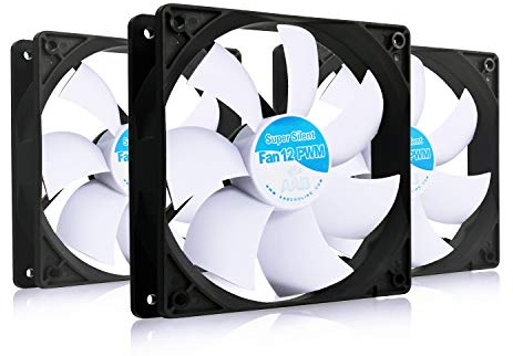 AABCOOLING Super Silent Fan 12 PWM - Värdepaket - 3 st - Tyst och Effektiv 120mm Fodral Fläkt med 4 Vibrationsdämpare, 12V Fläkt, PC-Kylning, för PC-Fodral, 12cm Fläkt, Högt Luftflöde, Kylfläkt