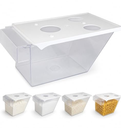 Sonja 5x Küchenschütten Transparent mit Deckel - Vorratsbehälter Set | Stapelbare Schütten für Mehl & Zucker - 20,5x11x8,5 cm - Praktisches Ordnungssystem für die Vorratskammer und Regale