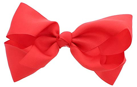 5.5 Inch Grosgrain Hair Bow Clip For Woman And Girls (Red)