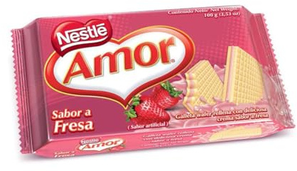 Amor- Nestl-e - Galletas Wafer Rellenas con Deliciosa Crema Sabor a Fresa- Ideal para Cualquiier Momento del Día - 3 Unidades de 100 Gramos - 300 Gramos Total -