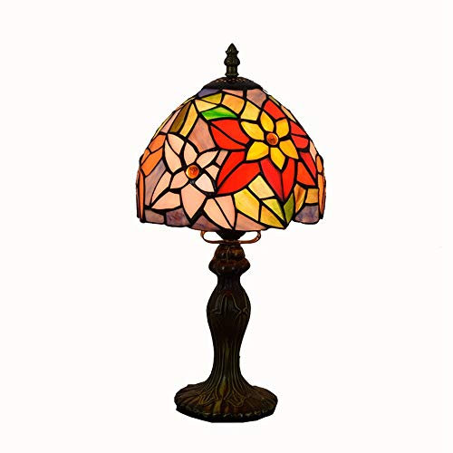 Blivuself Tiffany Pastoral americana roja de la barra Crisantemo lámpara creativa del vitral de Tiffany Sala Comedor Dormitorio de noche lámpara de mesa Escritorio antiguo de sala de estar al lado del