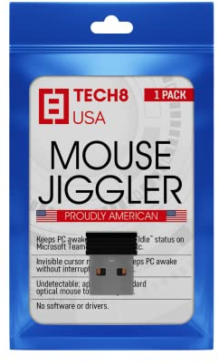 TECH8 USA, Undetectable USB Mouse Jiggler, Works in Background, Keeps Teams, Skype, Lync and PC Active, No Software, Plug-and-Play- US Company- 1 Pack