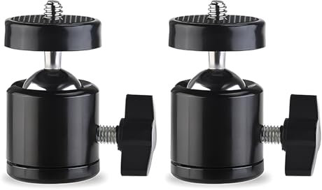 Mini Trépied Rotule, 2 Pièces Mini Rotative Rotule,Tête de Trépied,avec Trou Fileté 1/4, Adapté aux Appareils Photo Reflex, Caméscopes, Supports D'éclairage, Monopodes, Trépieds (Noir)