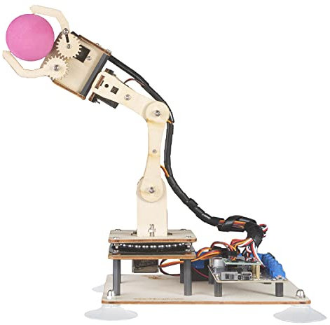 Adeept 5-DOF Robot Arm Kit, Programmable STEM Educational 5-Axis Robot Arm with OLED Display, DIY Robot Model, Compatible with Arduino IDE (PDF Tutorial via Download Link) (Wood)