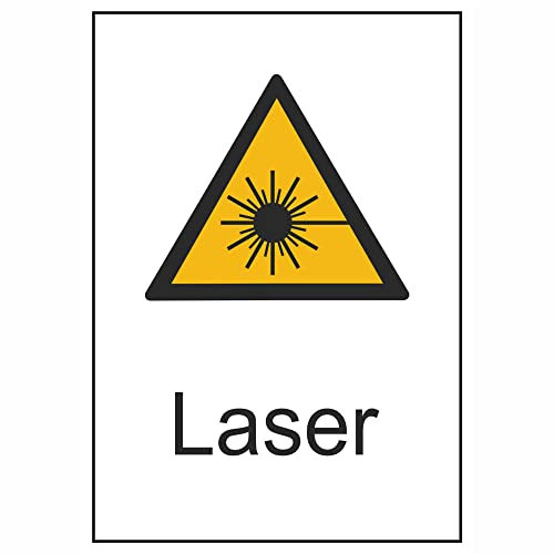 Indigos UG - Schild Laser, Warnschild Größe 13,10x18,50 cm - Warnung - Sicherheit - Hotel, Firma, Haus - Aluverbundplatte 3mm - Hinweisschild - Warnschild
