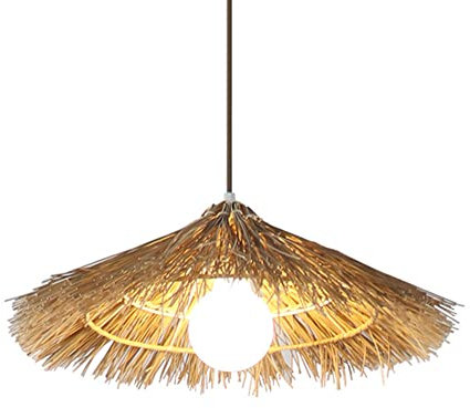 SHUANGZ Lustre Chapeau De Paille en Rotin Suspension Tissage De Bambou Abat-Jour De Nid D'oiseau d'art Luminaire Suspendu en Osier E27 Aisle Corridor Hot Pot Restaurant Séjour À La Ferme