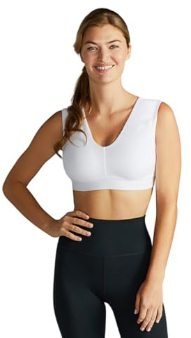 Tommie Copper Shoulder Support Bra, Posture Corrector for Women, with Back Support, Posture and Compression for Women, Back and Shoulder Support Bra, White - M