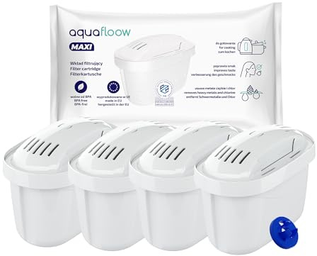 Aquafloow Cartouche Filtre Eau 4 Pièces, Remplacement pour Dafi Unimax Aquaphor A5 BRITA Maxtra+ PHILIPS AWP212/10