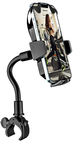 woleyi Support Téléphone Velo Guidon, Support Téléphone Tapis de Course en Col de Cygne [Durable Flexible] Porte Home Trainer Elliptique für iPhone 15 14 13 Pro Max, Samsung, 4-7 Smartphones