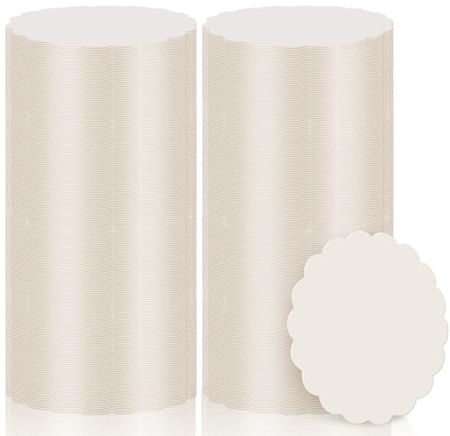 TaoBary 400 Pcs Cardboard Paper Coasters Bulk, Disposable Coasters 4 Inch White Cup Mat for Drinks Arts DIY Crafts Bar Wedding(Flower)