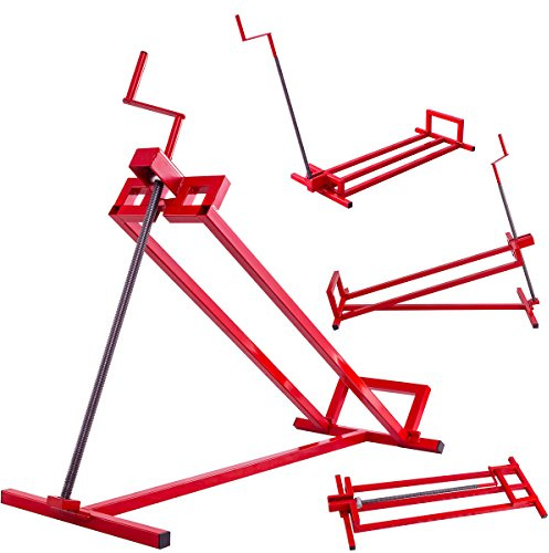 TANGZON Folding Lawn Mower Jack Lift, 400kg Height Adjustable Lifting Device Stand, Telescopic Maintenance Jack for Ride-on Lawnmowers and Garden Tractors (Red)