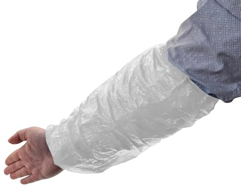 TIGA-MED PE ärmskydd | 40 x 20 cm | vattentätt och ventilerande | med elastiskt band | latexfri | blå eller vit | 100/500/1000/2000/4 000 stycken | skyddsärmar | armskydd | ärmskydd (500, vit)