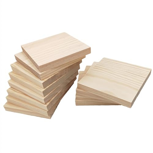 12PCS Unfinished Wood Square Blocks for Crafts, 12x12x1.5cm Blank Wooden Squares Pine Wood Boards for Wood Carving,DIY Coasters,Painting & Burning